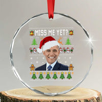 Funny Obama Ugly Xmas Crystal Glass Ornament Miss Me Yet Pajamas Ugly - Wonder Print Shop