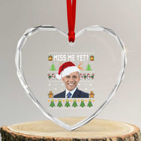 Funny Obama Ugly Xmas Heart Crystal Glass Ornament Miss Me Yet Pajamas Ugly - Wonder Print Shop