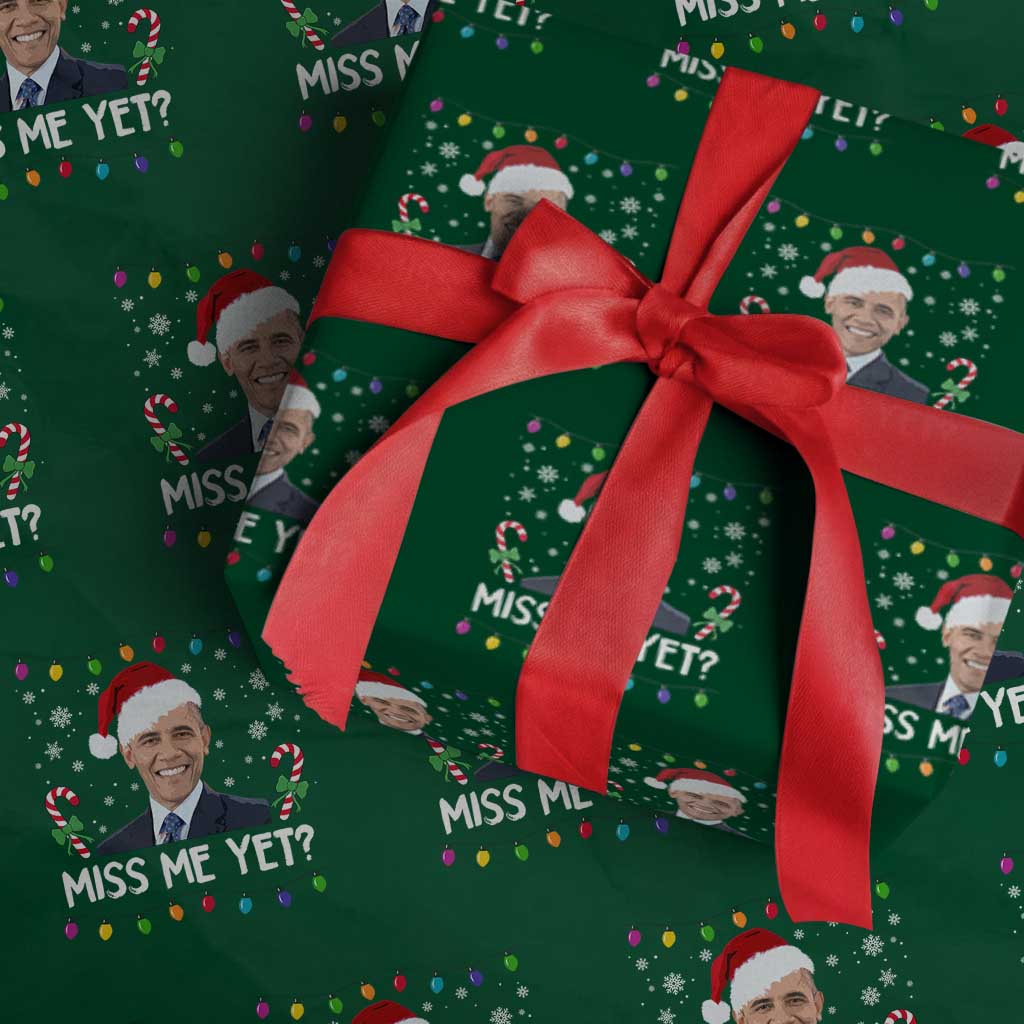 Funny Obama Ugly Xmas Wrapping Paper Roll Funny Santa Xmas Light - Wonder Print Shop