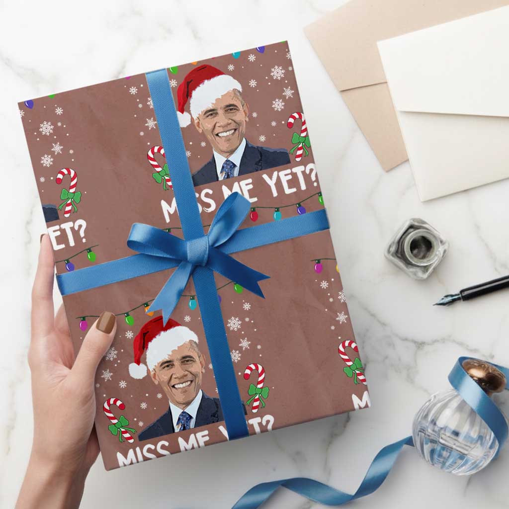 Funny Obama Ugly Xmas Wrapping Paper Roll Funny Santa Xmas Light - Wonder Print Shop