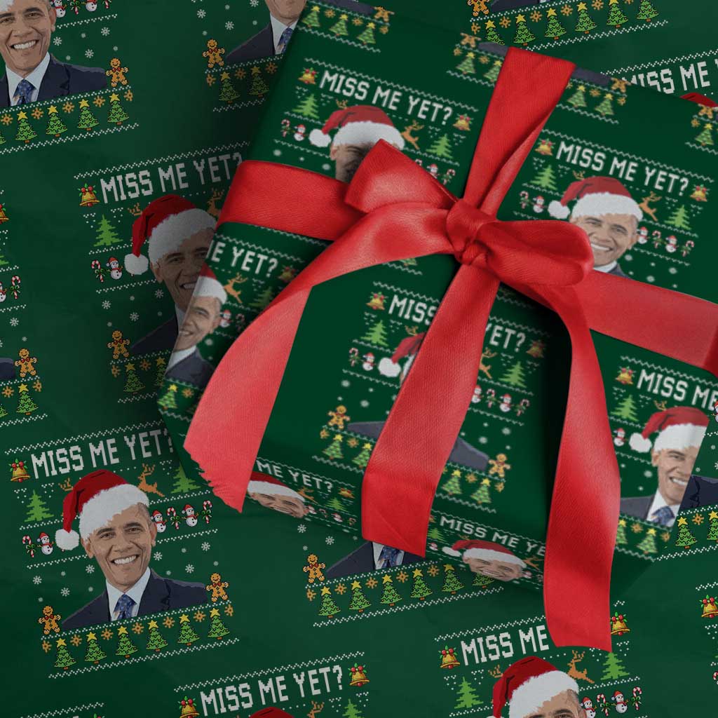 Funny Obama Ugly Xmas Wrapping Paper Roll Miss Me Yet Pajamas Ugly - Wonder Print Shop