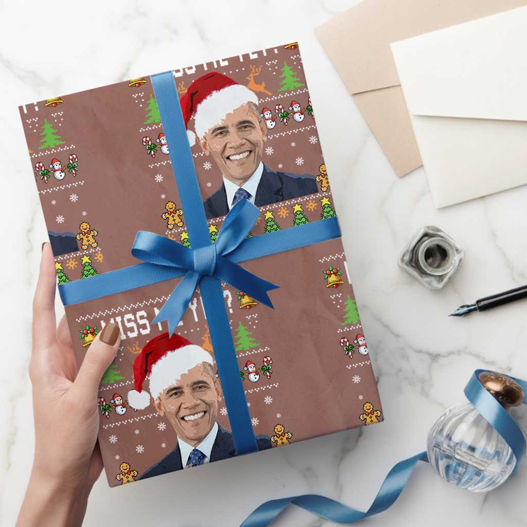 Funny Obama Ugly Xmas Wrapping Paper Roll Miss Me Yet Pajamas Ugly - Wonder Print Shop
