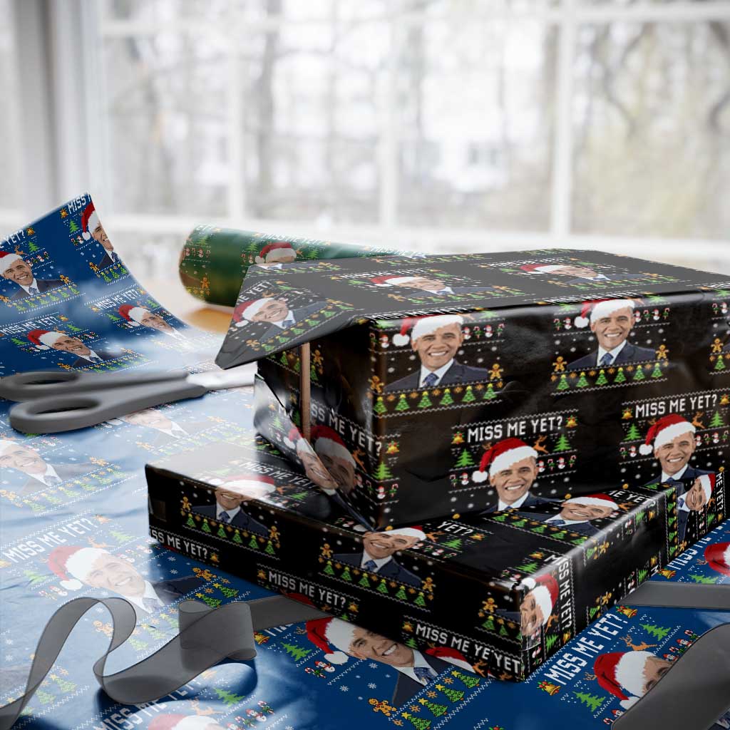 Funny Obama Ugly Xmas Wrapping Paper Roll Miss Me Yet Pajamas Ugly - Wonder Print Shop