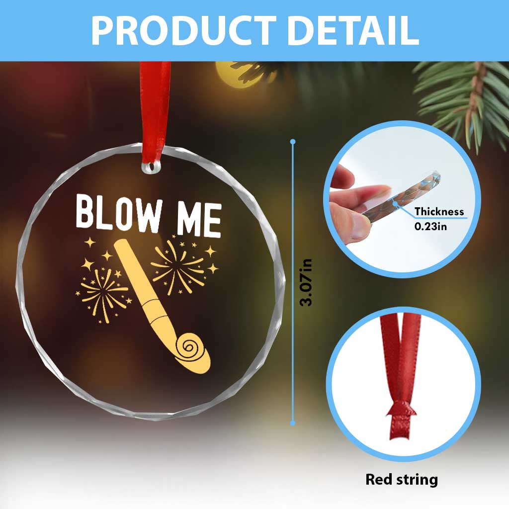 Funny Offensive Blow Me Crystal Glass Ornament Adult Humor Party Celebration - Wonder Print Shop
