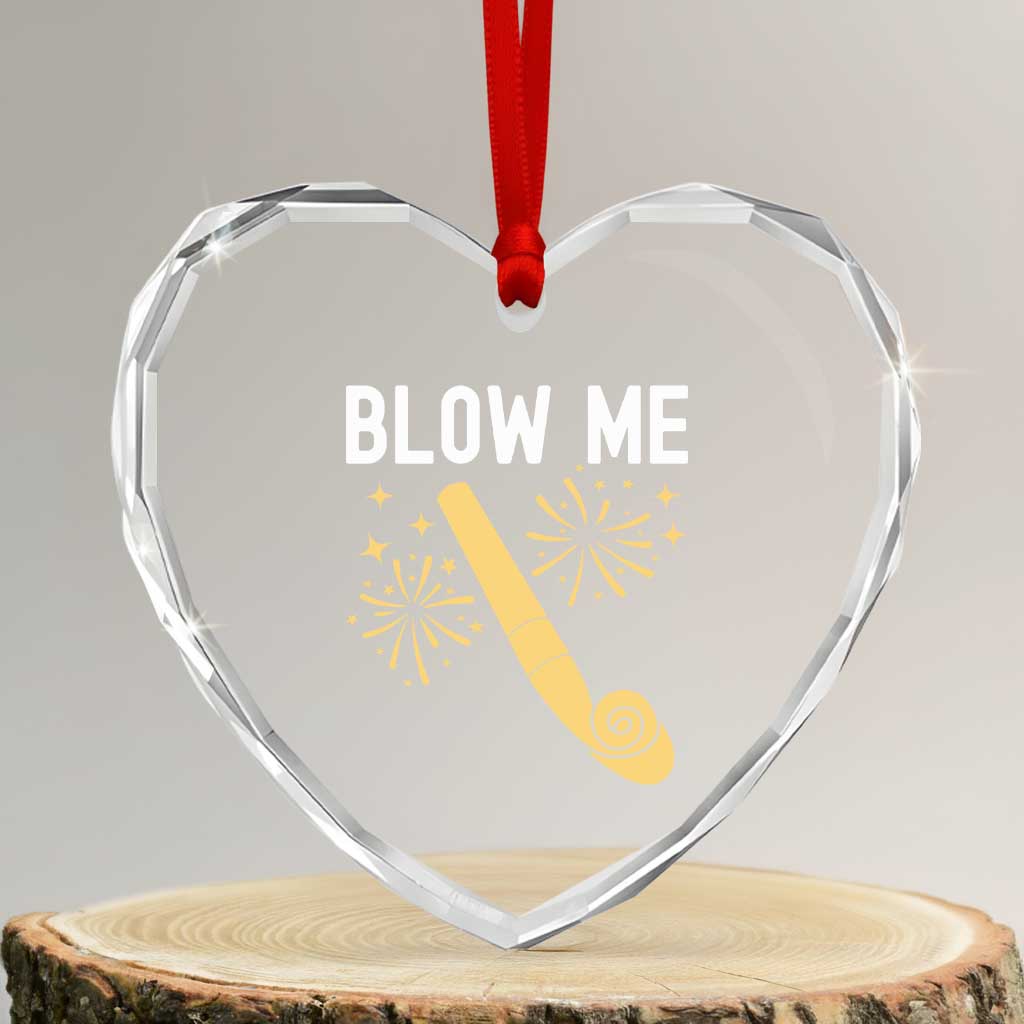 Funny Offensive Blow Me Heart Crystal Glass Ornament Adult Humor Party Celebration - Wonder Print Shop