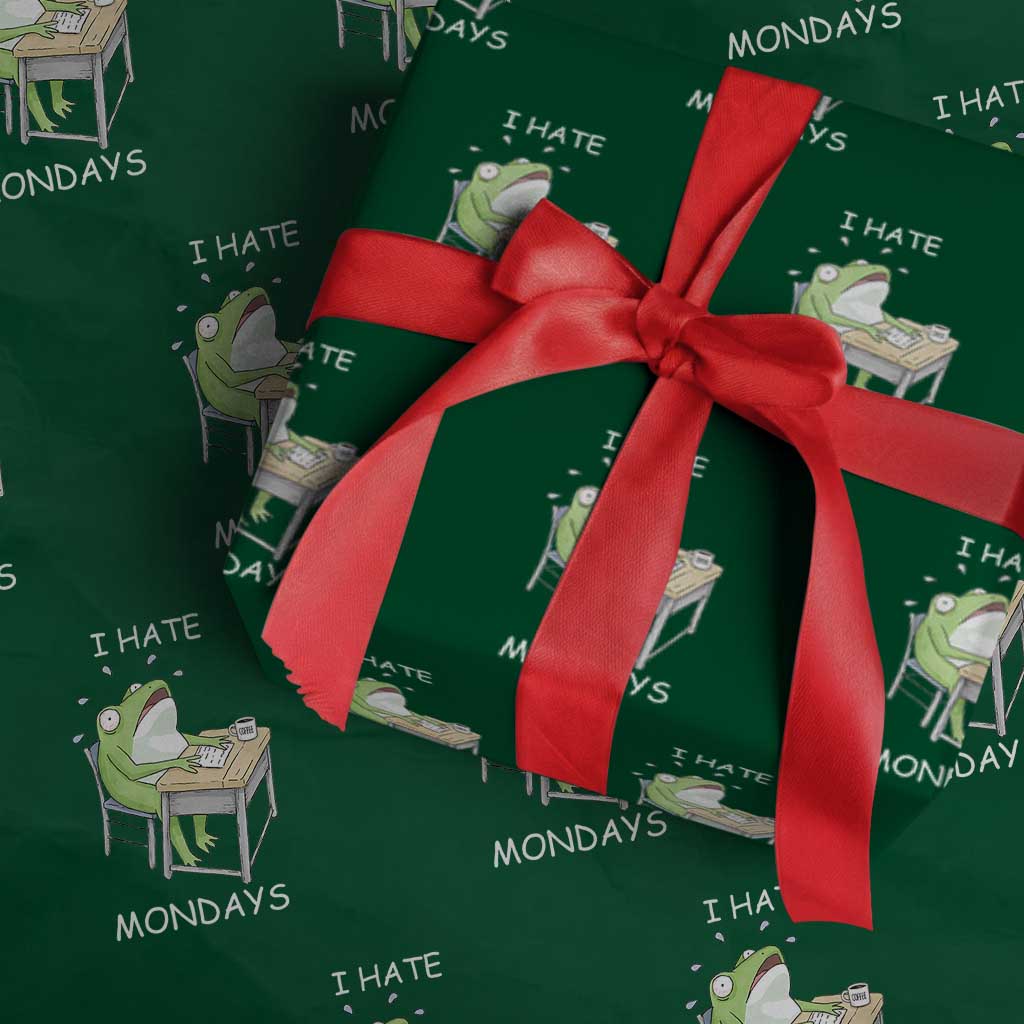 Funny Office Frog Wrapping Paper Roll I Hate Mondays - Wonder Print Shop