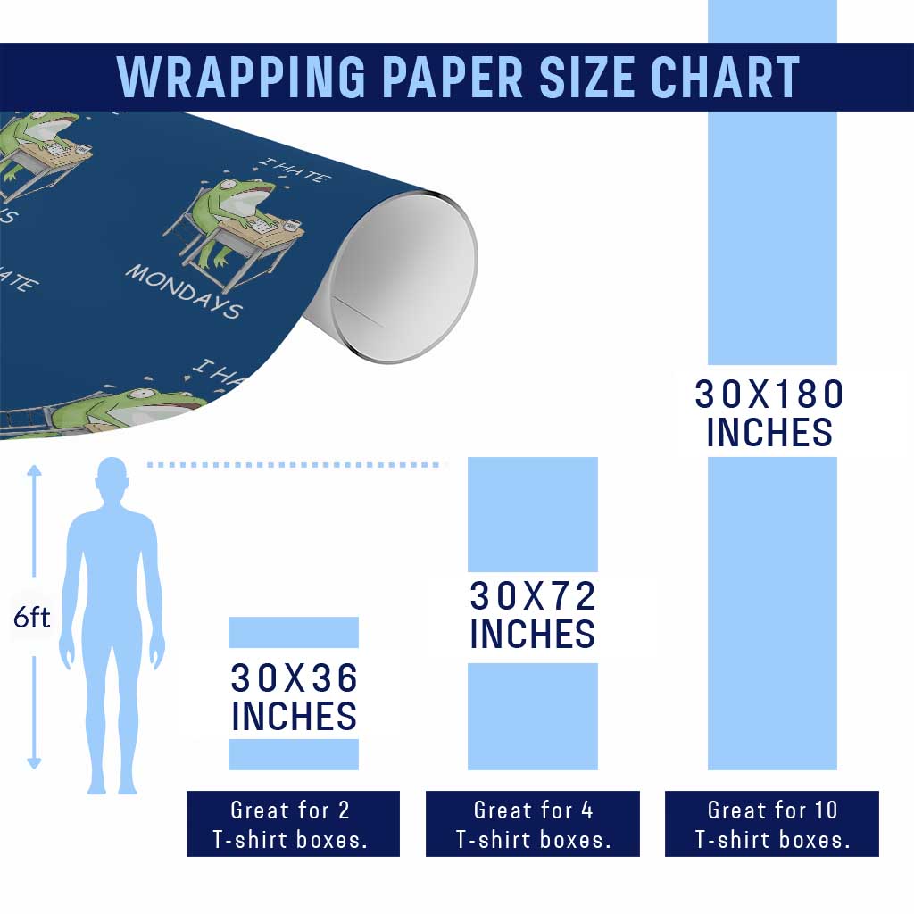 Funny Office Frog Wrapping Paper Roll I Hate Mondays - Wonder Print Shop