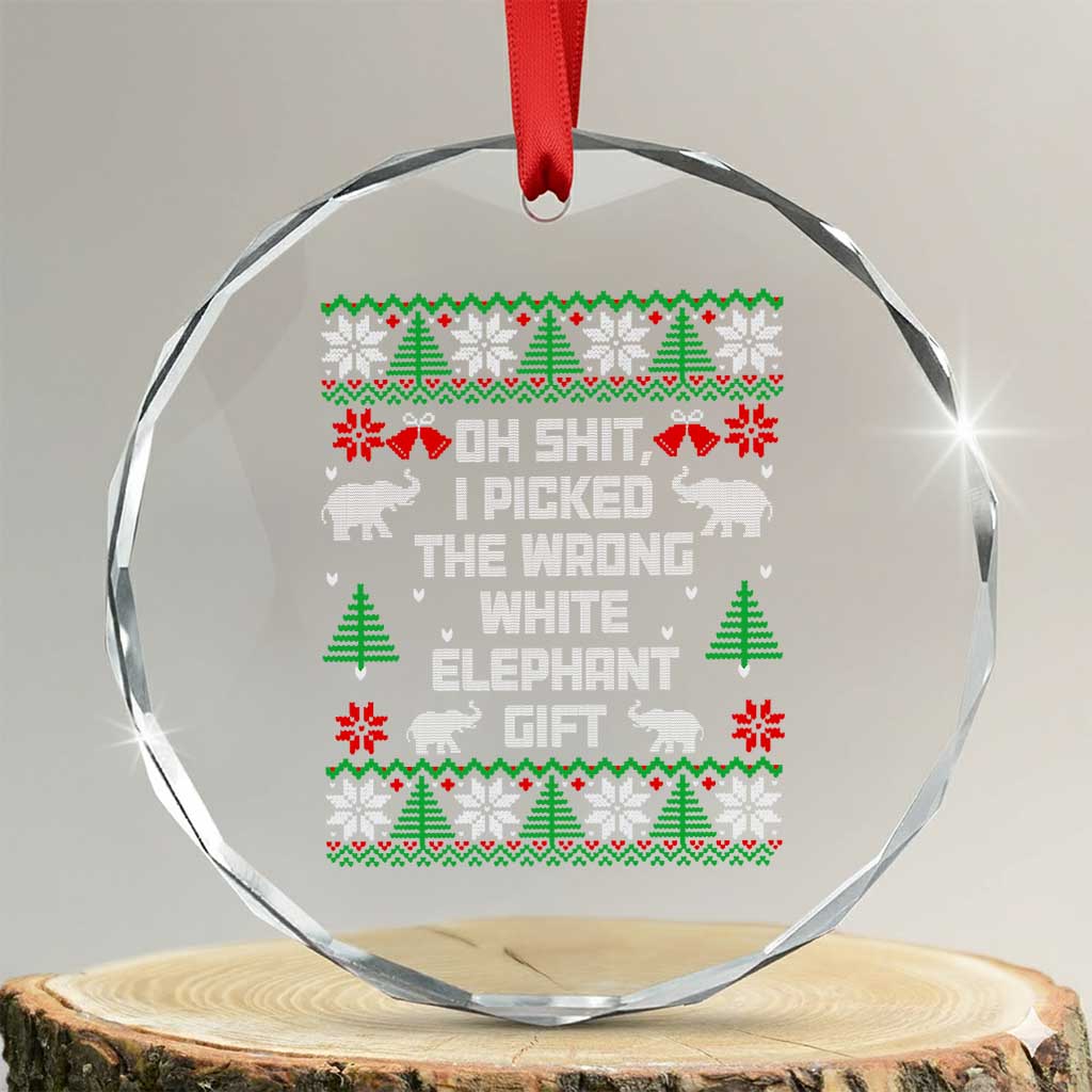 Funny Oh Shit I Picked The Wrong White Elephant Gift Crystal Glass Ornament Christmas Gift Exchange TS11