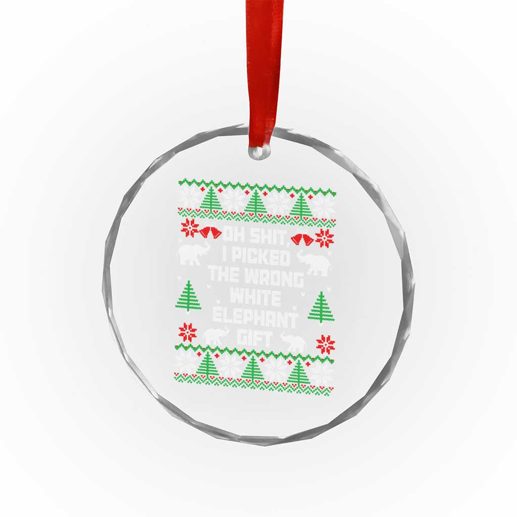 Funny Oh Shit I Picked The Wrong White Elephant Gift Crystal Glass Ornament Christmas Gift Exchange TS11