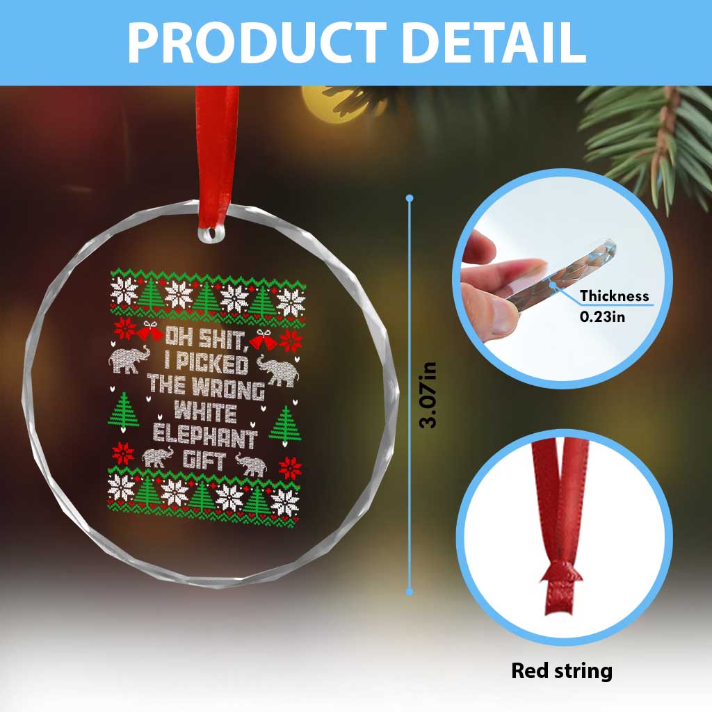 Funny Oh Shit I Picked The Wrong White Elephant Gift Crystal Glass Ornament Christmas Gift Exchange TS11