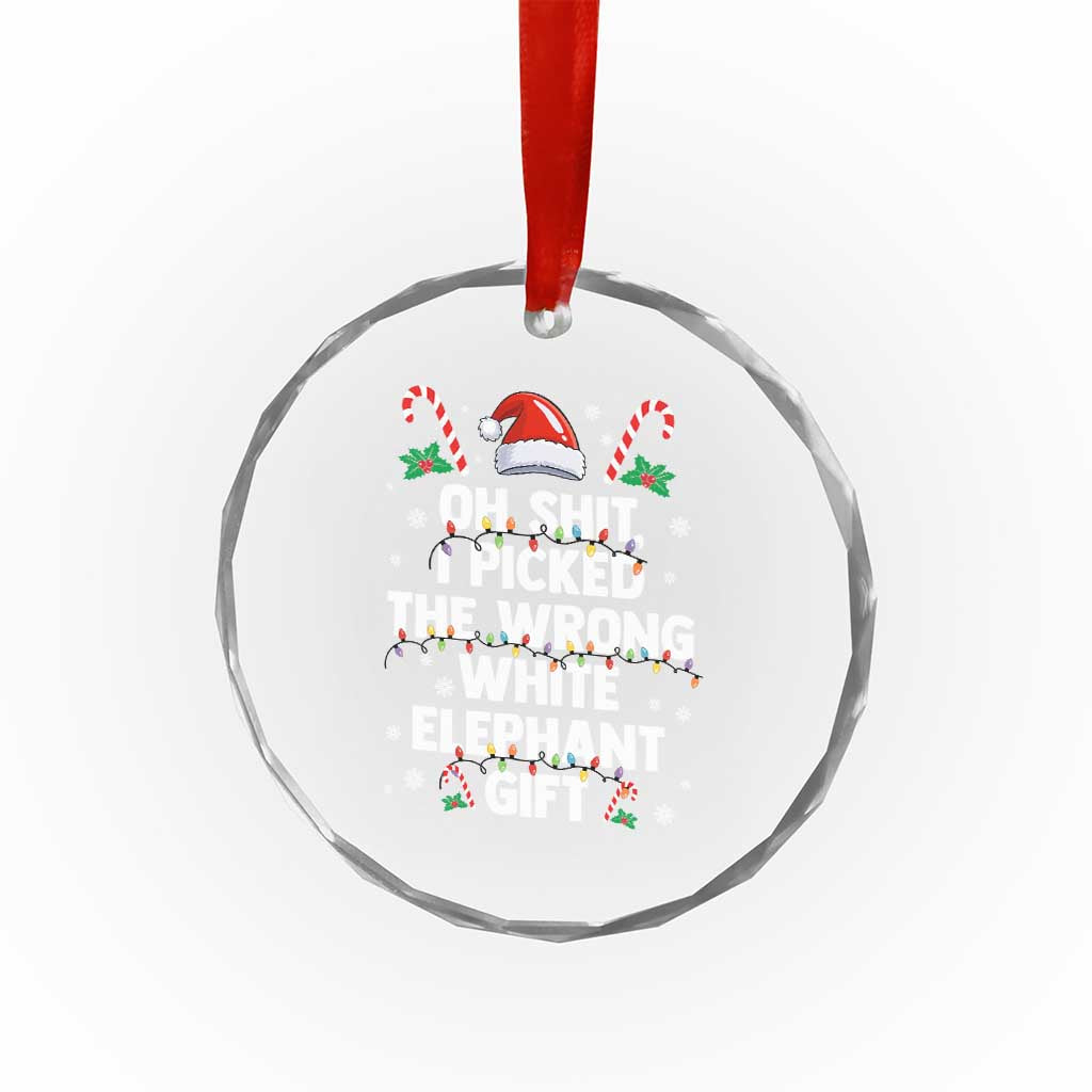 Funny Oh Shit I Picked The Wrong White Elephant Gift Crystal Glass Ornament Christmas Gift Exchange Santa Hat TS11