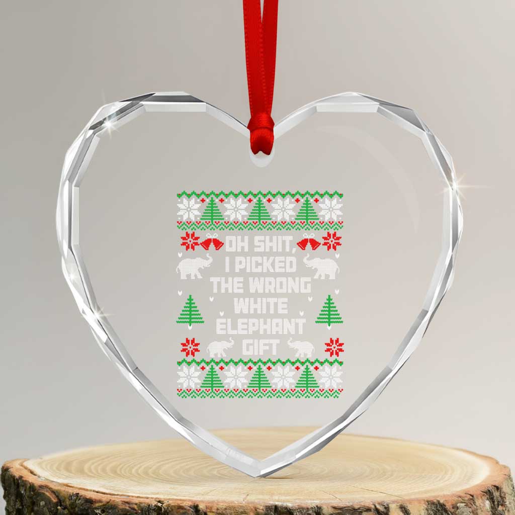 Funny Oh Shit I Picked The Wrong White Elephant Gift Heart Crystal Glass Ornament Christmas Gift Exchange - Wonder Print Shop