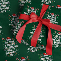 Funny Oh Shit I Picked The Wrong White Elephant Gift Wrapping Paper Roll Christmas Gift Exchange Santa Hat - Wonder Print Shop