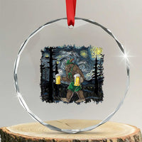 Funny Oktoberfest Bigfoot Crystal Glass Ornament Starry Night German Sasquatch Beer Lederhose TS10