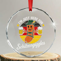 Funny Oktoberfest Crystal Glass Ornament Just Here for Schitzengiggles German Flag TS10