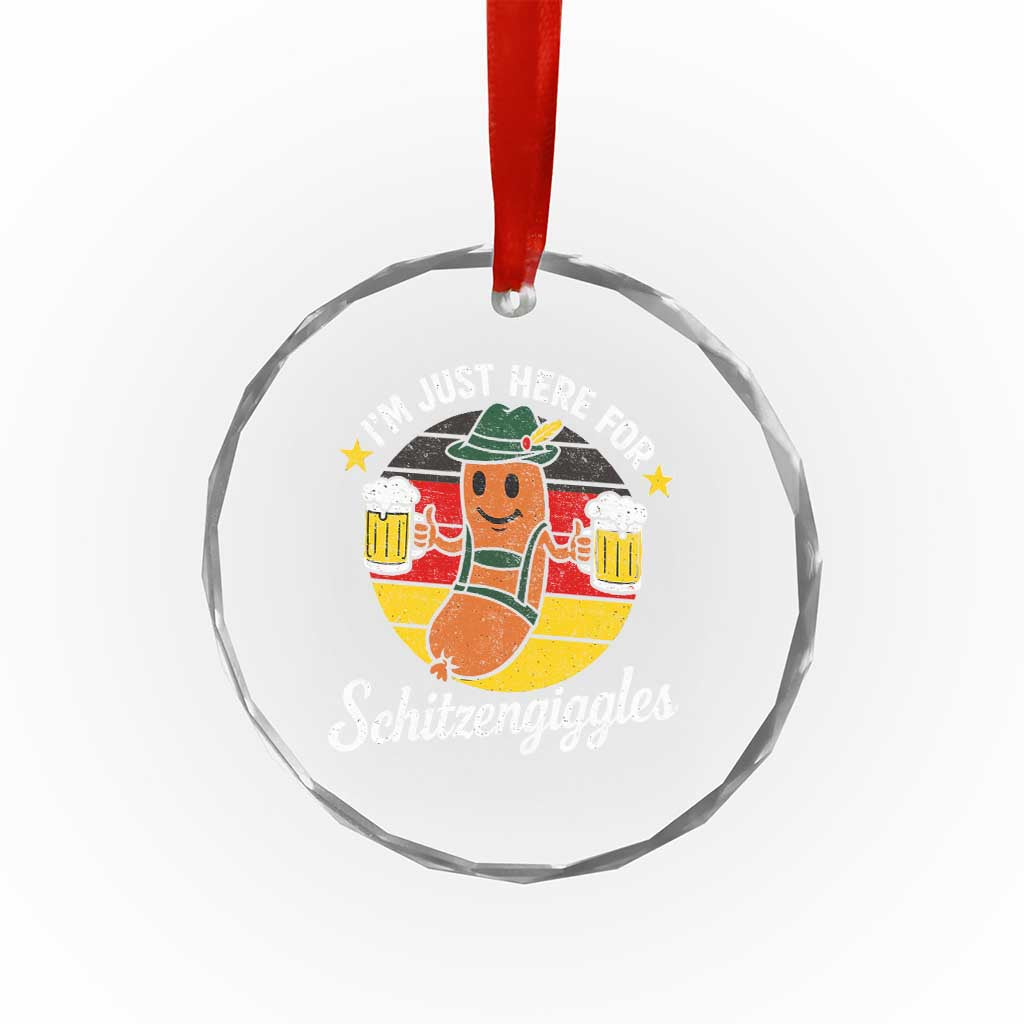 Funny Oktoberfest Crystal Glass Ornament Just Here for Schitzengiggles German Flag TS10