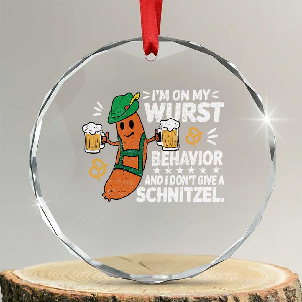 Funny Oktoberfest Crystal Glass Ornament On My Wurst Behavior Sarcastic German TS10