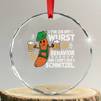 Funny Oktoberfest Crystal Glass Ornament On My Wurst Behavior Sarcastic German TS10