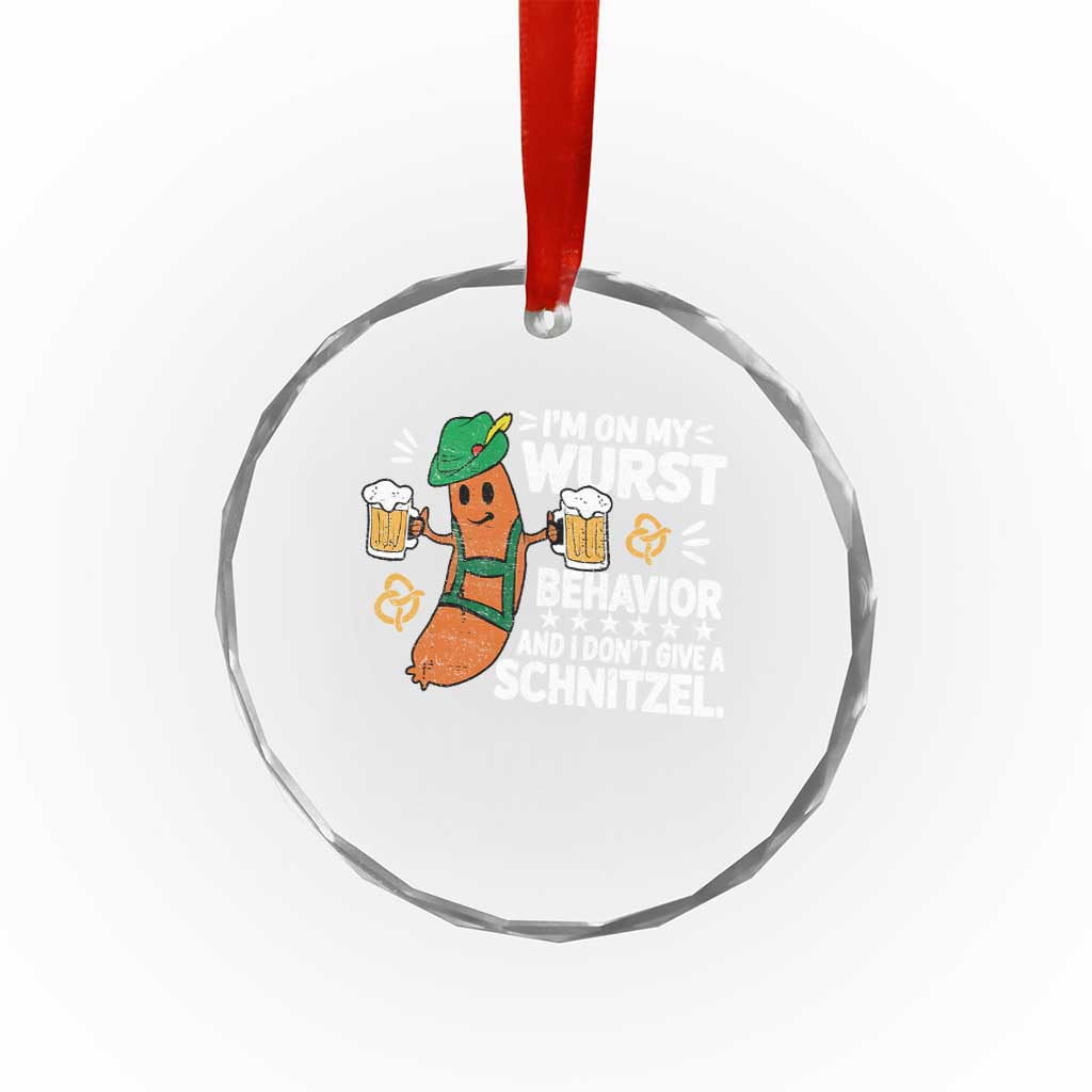 Funny Oktoberfest Crystal Glass Ornament On My Wurst Behavior Sarcastic German TS10