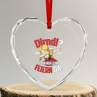 Funny Oktoberfest Dab Girl Heart Crystal Glass Ornament Dirndl I Bin Nur Zum Feiern Da Party - Wonder Print Shop