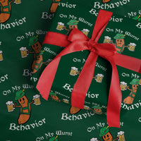 Funny Oktoberfest Wrapping Paper Roll On My Wurst Behavior German Sausage