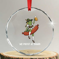 Funny Oktoberfest Frog Crystal Glass Ornament We Prost At Dawn Dirndl Sausage Beer Lover