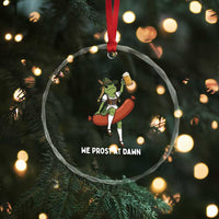 Funny Oktoberfest Frog Crystal Glass Ornament We Prost At Dawn Dirndl Sausage Beer Lover