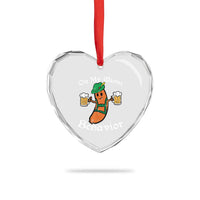 Funny Oktoberfest Heart Crystal Glass Ornament On My Wurst Behavior German Sausage - Wonder Print Shop