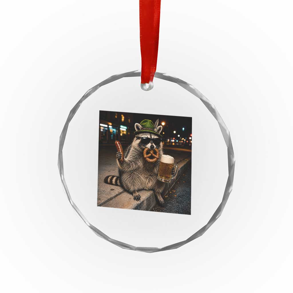 Funny Oktoberfest Raccoon Crystal Glass Ornament Cute Trash Panda Beer Festival Bavarian Gift