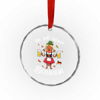 Funny Oktoberfest Sausage Dirndl German Beer Crystal Glass Ornament On My Wurst Behavior