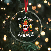 Funny Oktoberfest Sausage Dirndl German Beer Crystal Glass Ornament On My Wurst Behavior