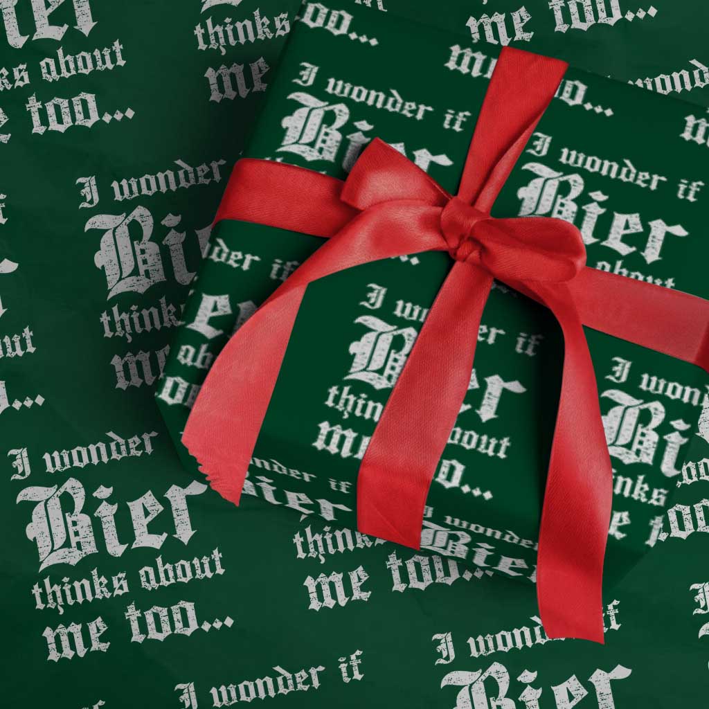 Funny Oktoberfest Wrapping Paper Roll I Wonder If Bier Thinks About Me Too Sarcastic Drinking - Wonder Print Shop