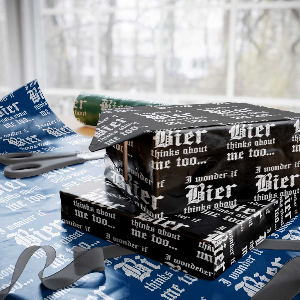 Funny Oktoberfest Wrapping Paper Roll I Wonder If Bier Thinks About Me Too Sarcastic Drinking - Wonder Print Shop