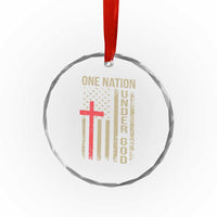 Funny One Nation Under God Crystal Glass Ornament 4th Of July Patriotic Christian American Flag - Wonder Print Shop