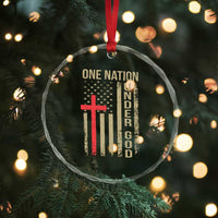 Funny One Nation Under God Crystal Glass Ornament 4th Of July Patriotic Christian American Flag - Wonder Print Shop