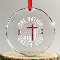 Funny One Nation Under God ESTD 1776 Crystal Glass Ornament 4th Of July Patriotic Christian - Wonder Print Shop