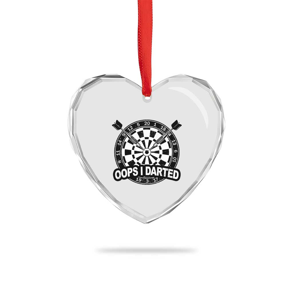 Funny Oops I Darted Heart Crystal Glass Ornament Sarcastic Dartist Darts Lover Gift - Wonder Print Shop