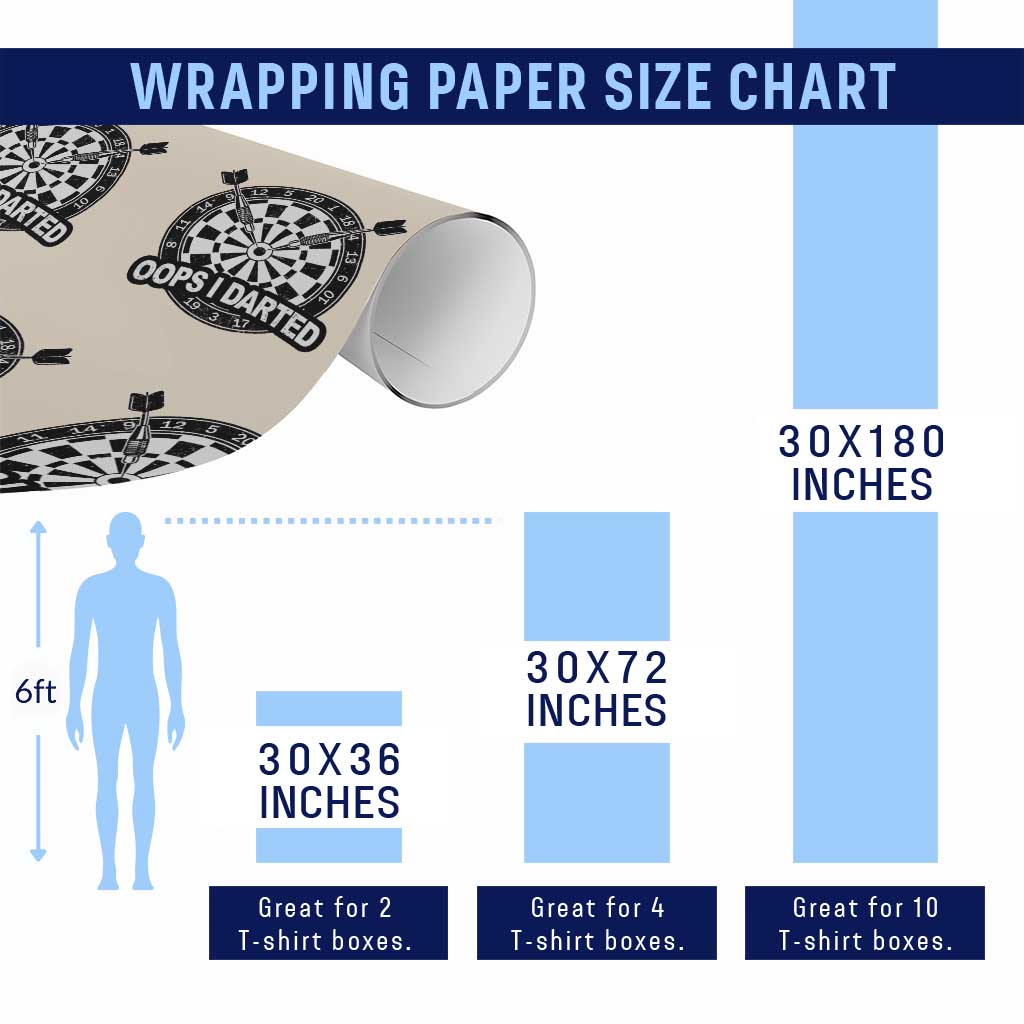 Funny Oops I Darted Wrapping Paper Roll Sarcastic Dartist Darts Lover Gift - Wonder Print Shop