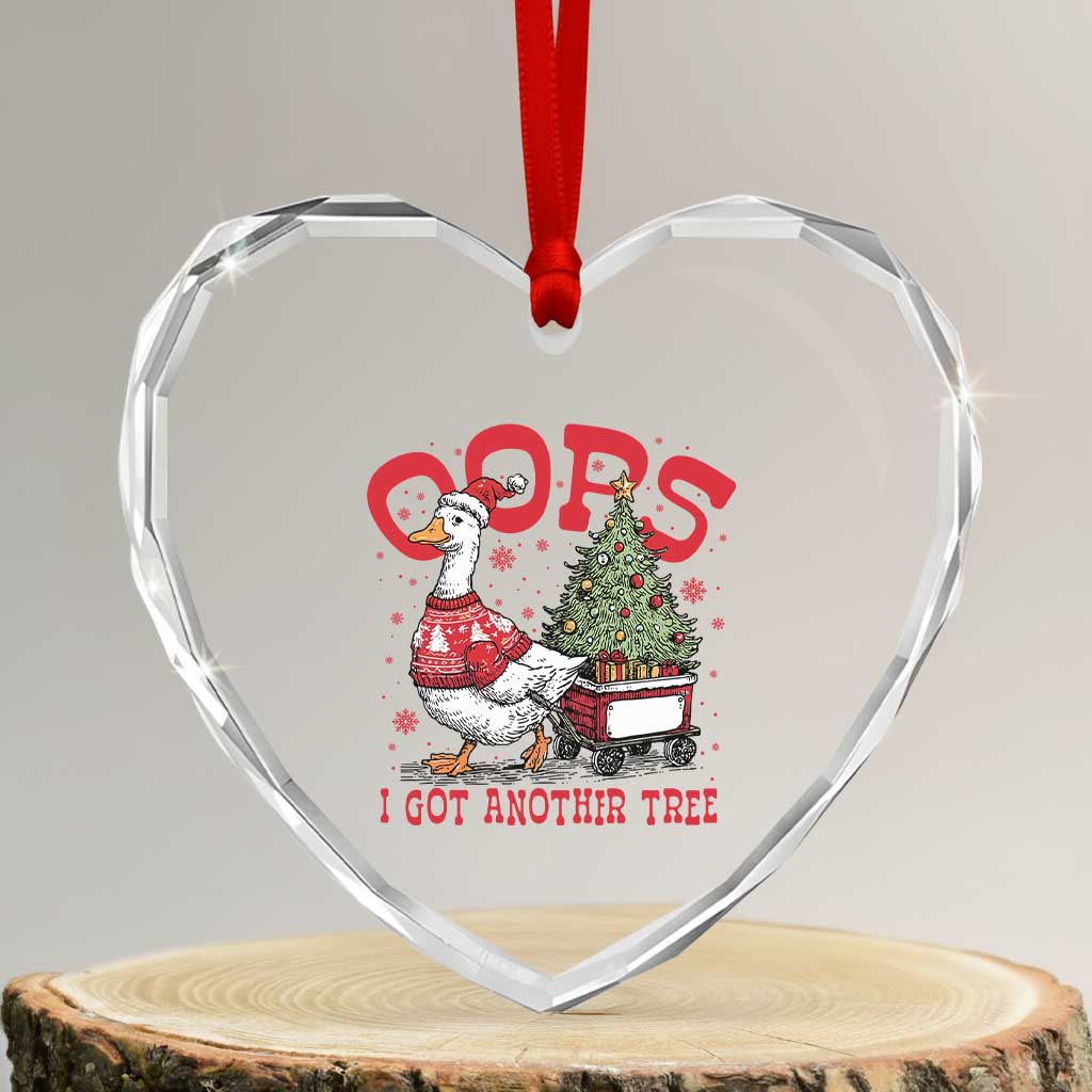 Funny Oops I Got Another Tree Funny Christmas Goose Heart Crystal Glass Ornament - Wonder Print Shop