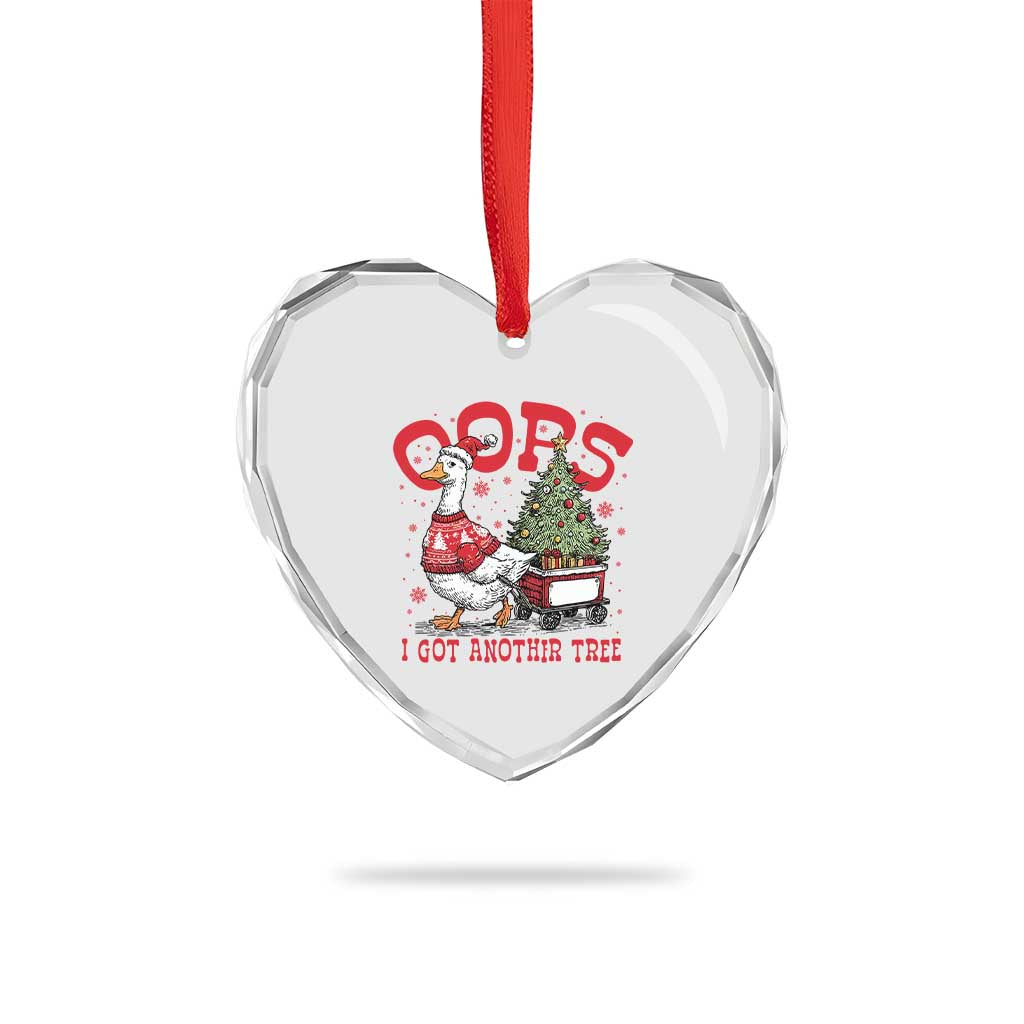 Funny Oops I Got Another Tree Funny Christmas Goose Heart Crystal Glass Ornament - Wonder Print Shop