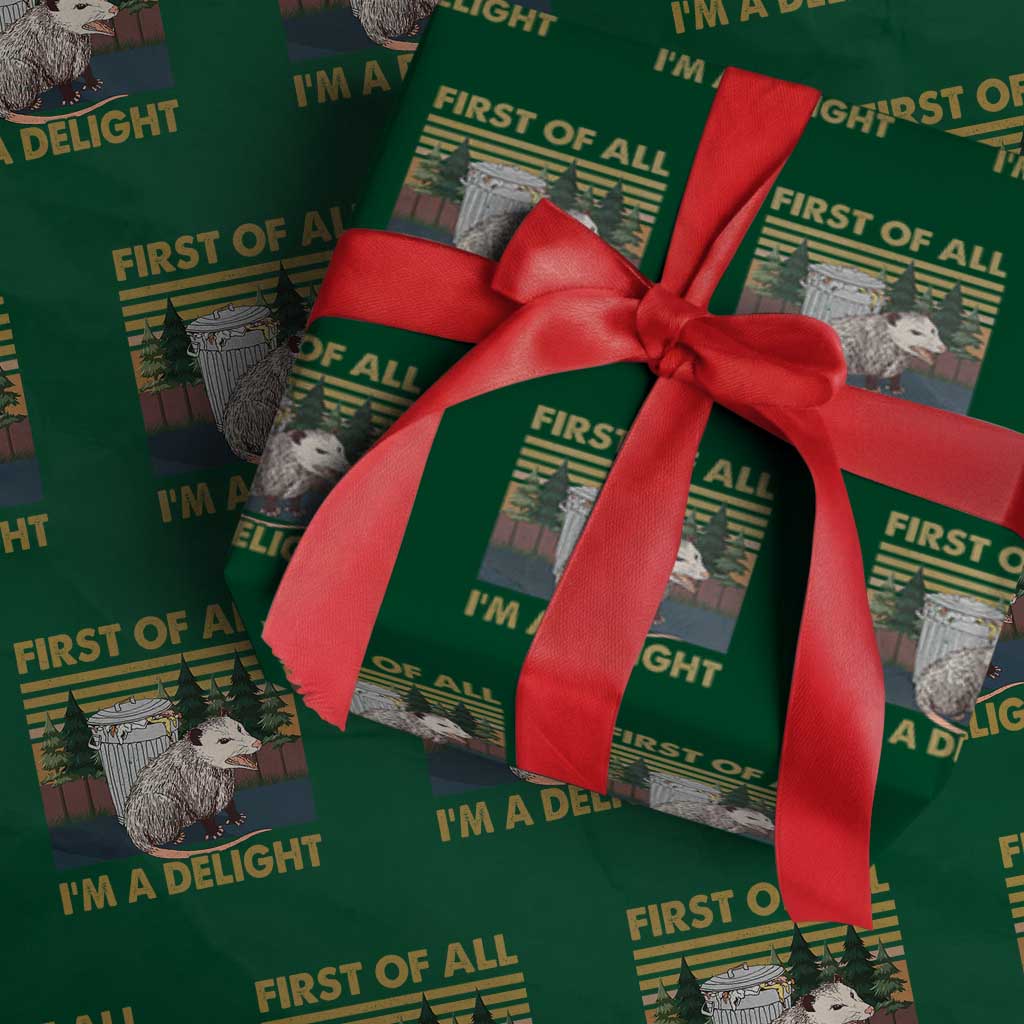 Funny Opossum Wrapping Paper Roll First Of All I'm A Delight Retro Vintage
