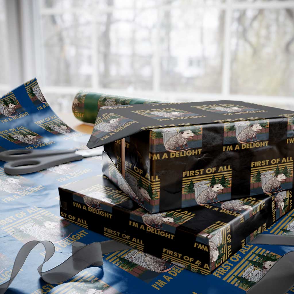 Funny Opossum Wrapping Paper Roll First Of All I'm A Delight Retro Vintage