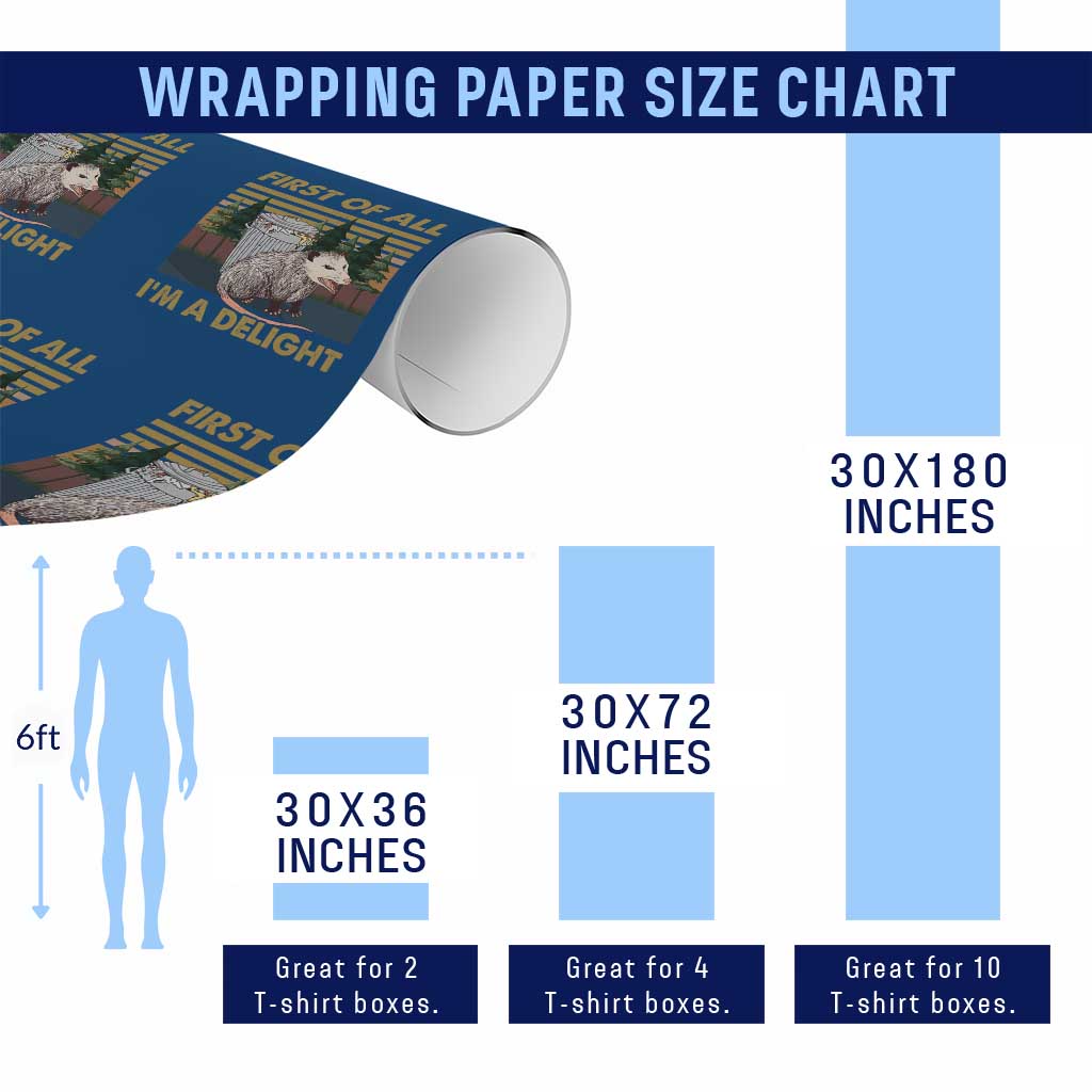 Funny Opossum Wrapping Paper Roll First Of All I'm A Delight Retro Vintage