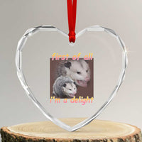 Funny Opossum Heart Crystal Glass Ornament First Of All I'm A Delight - Wonder Print Shop