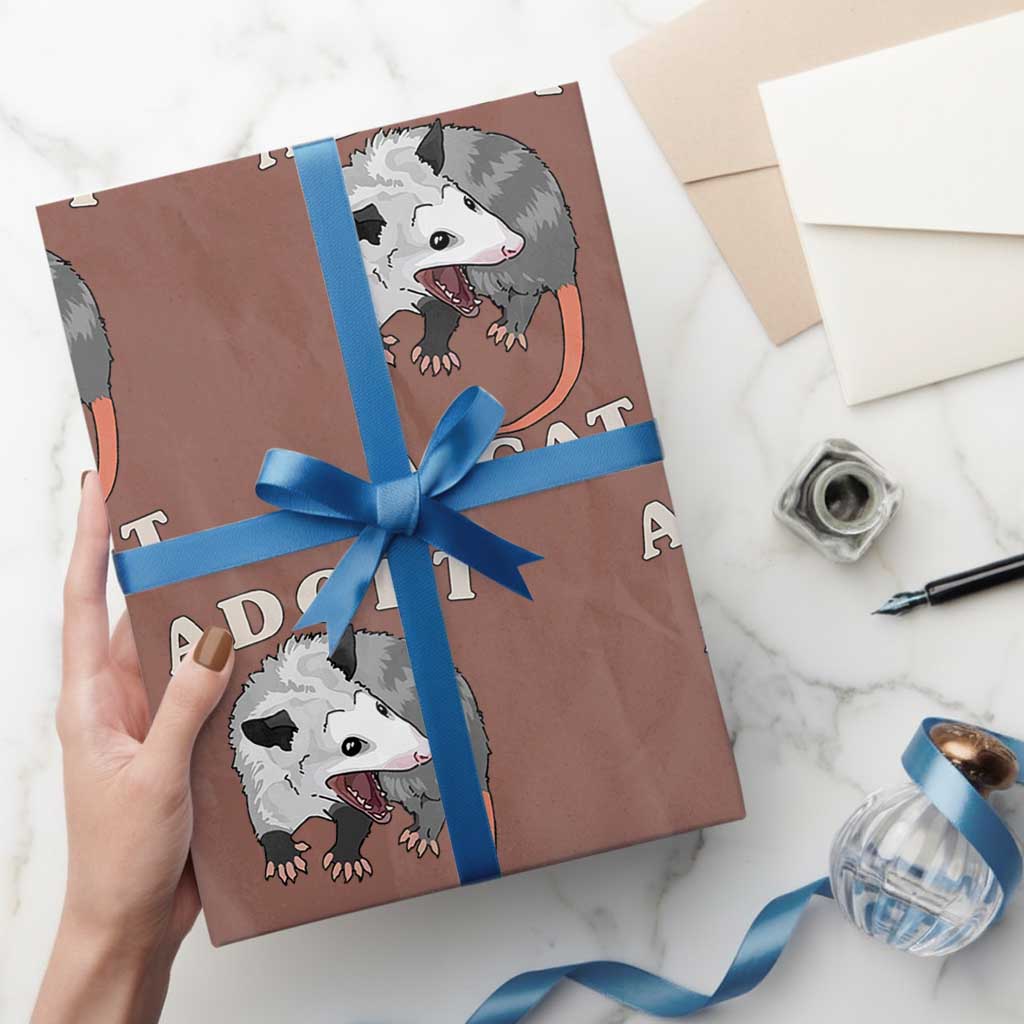Funny Opossum Meme Wrapping Paper Roll Adopt A Cat Possum Team Trash Vibes