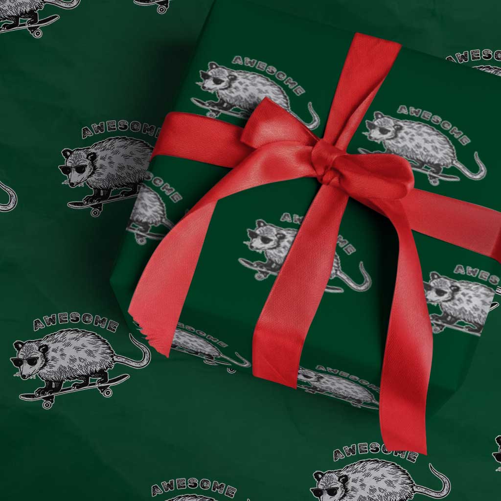 Funny Opossum Meme Wrapping Paper Roll Awesome Possum Cool 90s Retro Vintage Animal Lover