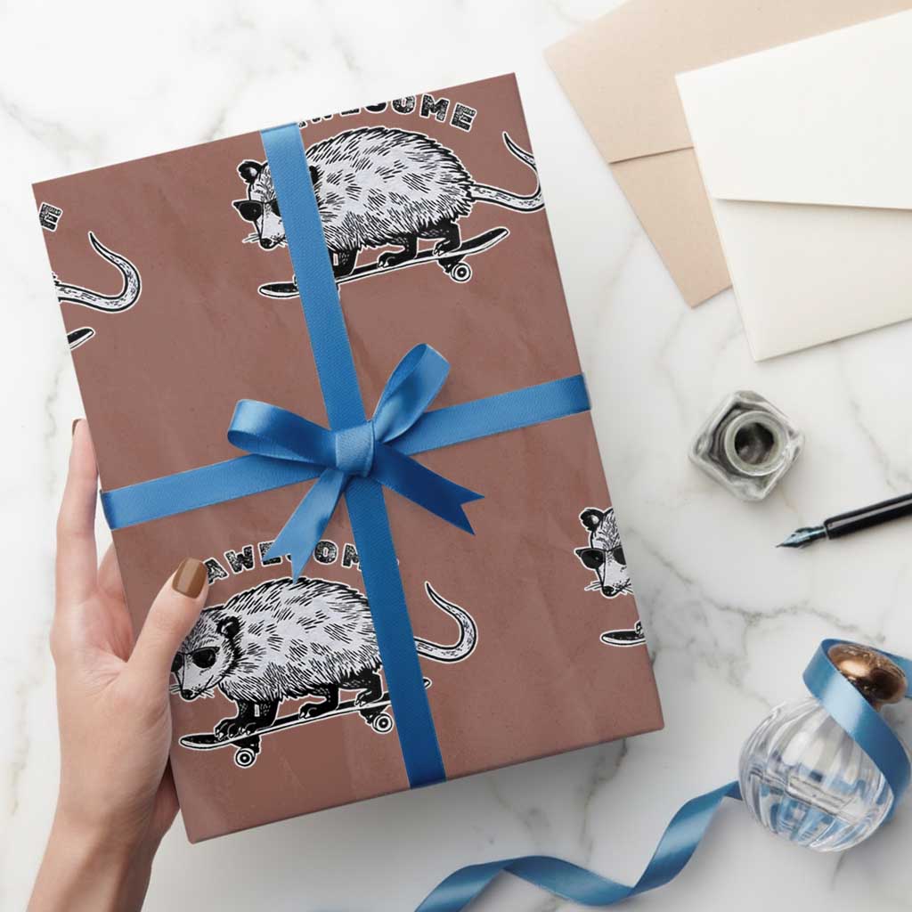 Funny Opossum Meme Wrapping Paper Roll Awesome Possum Cool 90s Retro Vintage Animal Lover