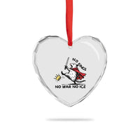 Funny Opossum Warrior Political Gift Heart Crystal Glass Ornament No Kings No Wars No Ice