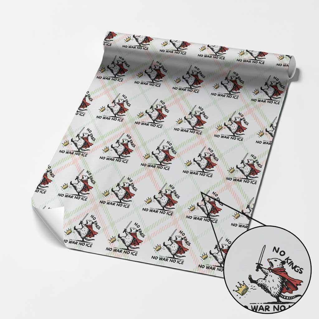 Funny Opossum Warrior Political Gift Wrapping Paper Roll No Kings No Wars No Ice