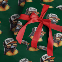 Funny Oriole Bird Wearing Baseball Cap Graphic Vintage Sport Wrapping Paper Roll